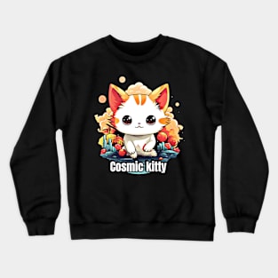 Cosmic Kitty: Cute Astronaut Cat on a Space Adventure Crewneck Sweatshirt